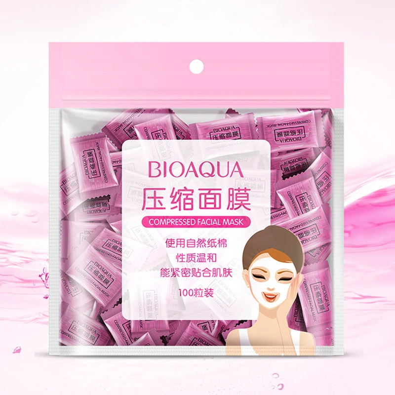 

100 Pcs BIOAQUA Compression Face Mask Whitening Anti Acne Natural Cotton Close To The Skin DIY Skin Care Beauty Tools