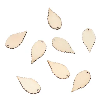

PANDAHALL 100pcs 50x26x2mm Antique White Wooden Leaf Pendant Wood Charm Jewelry Accessories for DIY Earring Charms Hole: 2x3mm