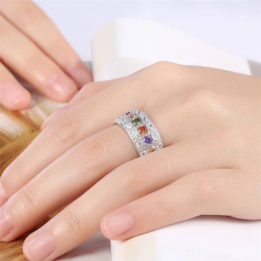 Ravimour Hot Wedding Rings For Women Jewelry Fashion Crystal Silver Ravimour Hot Wedding Rings For Women Jewelry Fashion Crystal Silver Color Engagement Ring Punk Bague Femme Bijoux Gifts 2017 In From