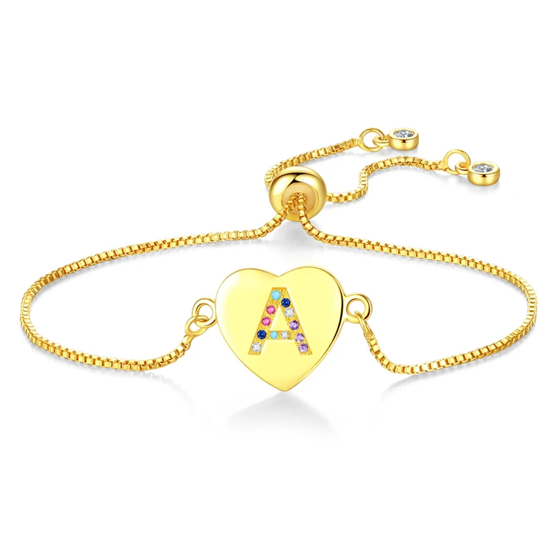 Регулируемый начальный браслет Многоцветный CZ браслет персонализированные буквы браслет ювелирные изделия для женщин аксессуары подарок девушке