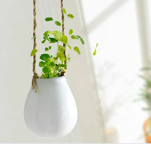 White Ceramic Small Egg Hanging Wall Planter Terrarium Air Plant White Ceramic Small Egg Hanging Wall Planter Terrarium Air Plant Garden For House Ornament