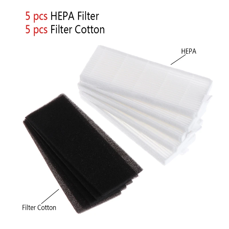 

5Pcs HEPA Filters Element+5pcs Filter Cotton Replacements For Ecovas DN621 DN620 New