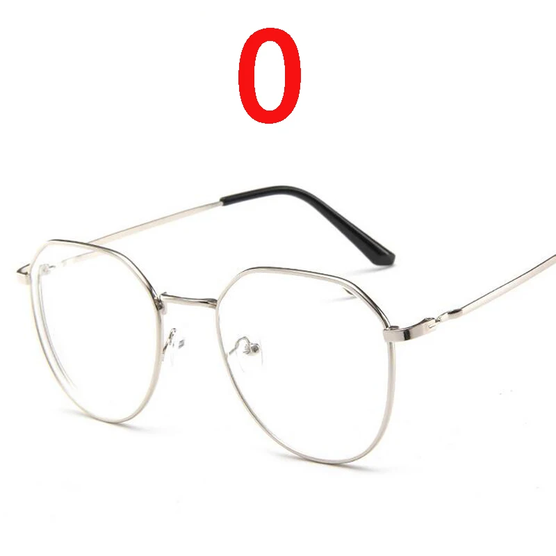 Полигональные очки для близорукости, женские очки, женские роскошные ретро мужские металлические очки, винтажные зеркальные-1,0-1,5-2,0-2,5-3,0-3,5-4,0 - Цвет оправы: silver 0