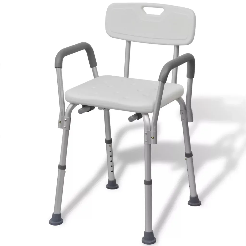 VidaXL Aluminium White Shower Chair With Drainage Holes Good