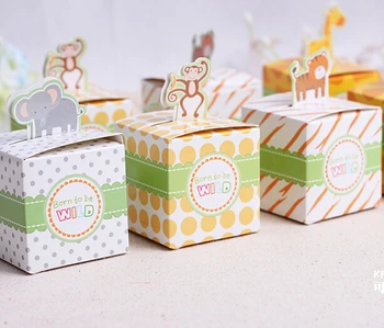 

Free shipping 100pcs/lot Lovely Cartoon Animals Candy Box Monkey/ Tiger/ Elephant Children Best Favor