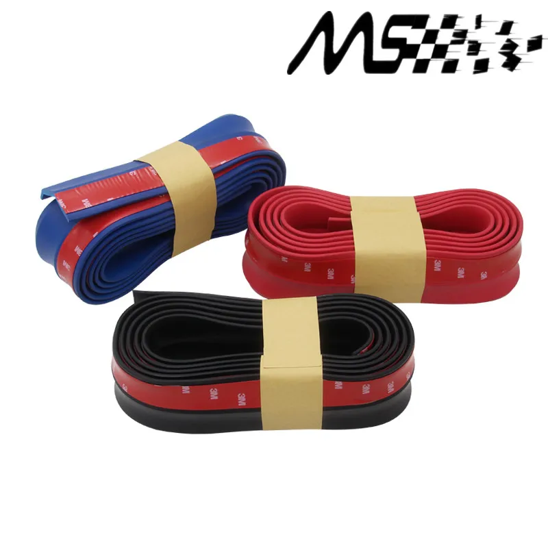 

Rubber Soft Black bumper Strip Car Exterior Front Bumper Lip Kit (Black/red/blue)