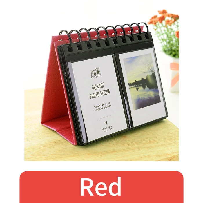 68 Pockets Polyester Instant Photo Album Picture Case for Fujifilm Instax Mini Film for credit card size book - Цвет: Red