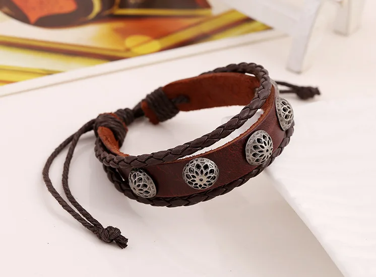 Genuine leather bracelet Punk style leather Strap Bracelets & Bangles