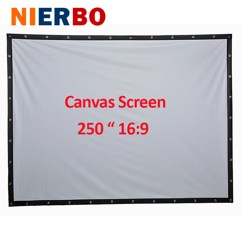 

Factory sales 250 inch 16:9 Projector HD Screen Portable Folded Front projection screen fabric with eyelets without Frame