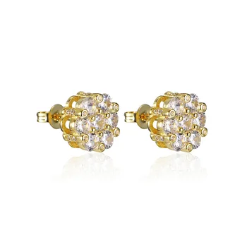 

Hip Hop AAA Cubic Zirconia Bling Ice Out Round Stud Earring Men Women CZ Rapper Earrings Male Female Jewelry Gold Color
