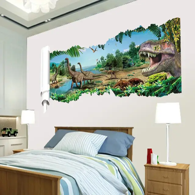 Dinosaurs Through Wall Stickers Juric Age Home Decoration Diy Dinosaurs Through Wall Stickers Juric Age Home Decoration Diy Cartoon Kids Room Boy Bedroom