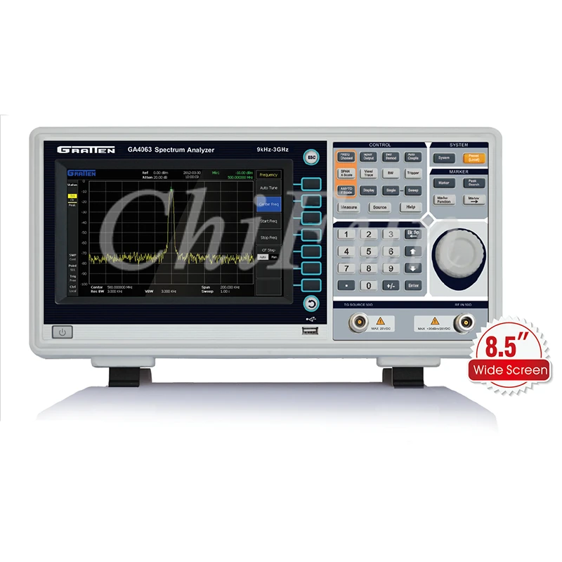 GRATTEN GA4033-TG 9kHz to 3GHz 8'' LCD 800 x 480 Digital Spectrum Analyzer Frequency analyser with tracking generator |