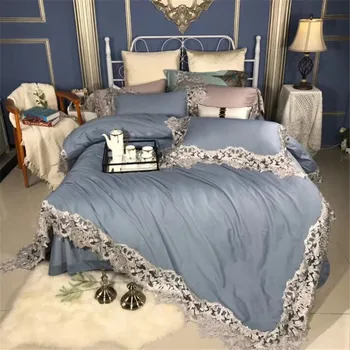 

Solid Color Duvet cover with Hollow Lace Embroidery 120S Egyptian cotton Luxury Bedding Set Bed sheet set Queen King size 4/5Pcs