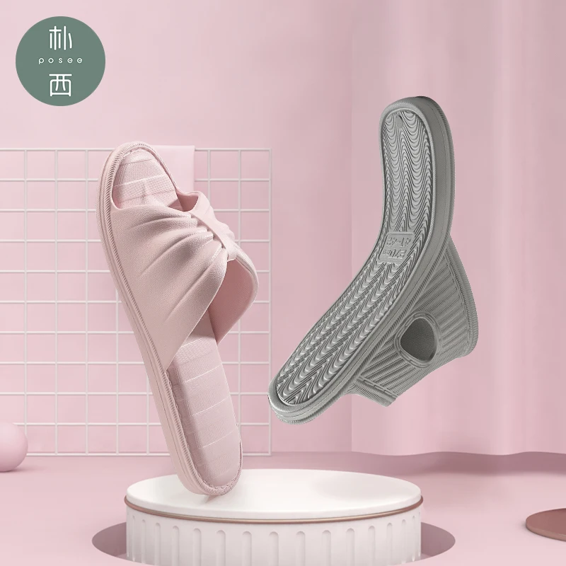 

POSEE Bathroom Home Silent Slippers summer Women slippers Platform Non Slip soft sole couple home indoor slippers sandals 1401