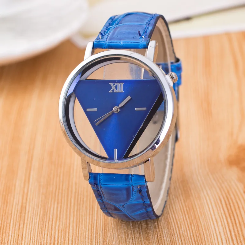 Женские часы Модные полые треугольные повседневные кожаные женские часы кварцевые наручные часы женские часы relogio feminino reloj 2019