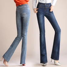 Nonis, новинка, женские джинсы с высокой талией, стрейчевые, обтягивающие, микро расклешенные джинсы, женские, полная длина, джинсовые штаны, брюки, плюс размер