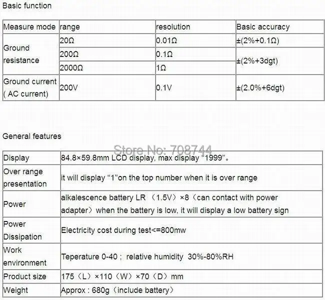 0.01ohm-2000ohm AC 200 V VICTOR VC4105A 3 1/2 Измеритель сопротивления заземления