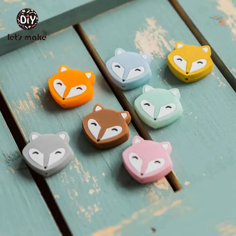 Let's Make Baby Teether Mini Fox Head Slilcone Bead 50pc Food Grade Slilcone Teether Nurse Gift Sensory Dental Care Teething Toy Let's Make Baby Teether Mini Fox Head Slilcone Bead 50pc Food Grade Slilcone Teether Nurse Gift Sensory Dental Care Teething Toy