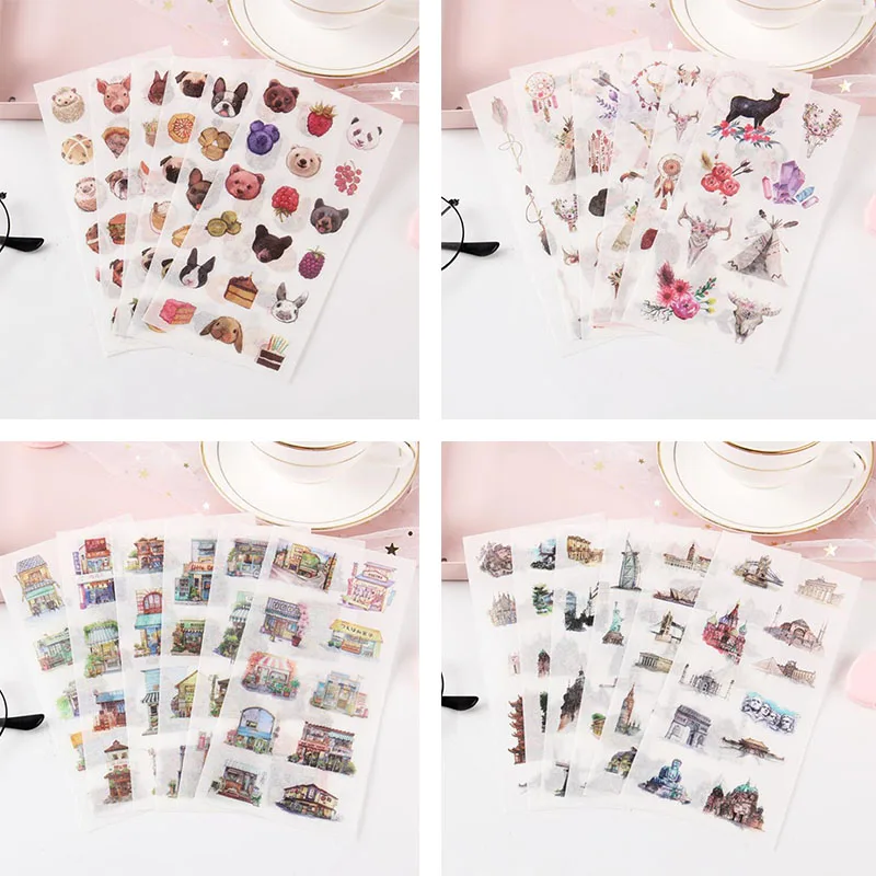 

6pcs Beautiful PVC Flower Stickers Summer Cola Cartoon Animal Notebook Supplies Diy Stationery Scrap Paper Decorative Album