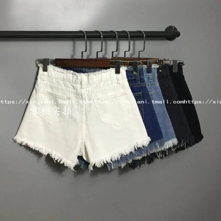 Джинсовые шорты Новое поступление Женская мода бренд Винтаж кисточкой Ripped свободные Шорты с высокой талией пикантные Короткие джинсы плюс Размеры 5xl