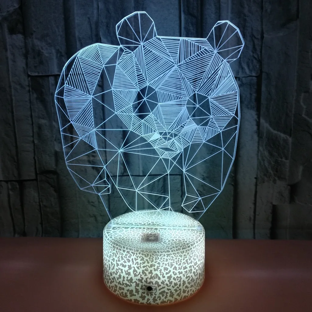 Candeeiros de Mesa para Sala de Estar de Toque Conduziu a Lâmpada de Mesa de Cabeceira Lâmpadas de Fábrica por Atacado Estéreo Panda Colorido Visão Noturna 3d 18 Luminárias de mesa