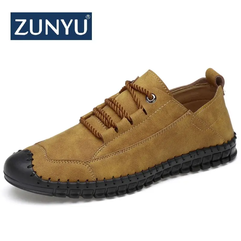 

ZUNYU 2019 New Fashion Leather Spring Casual Shoes Men's Shoes Handmade Vintage Loafers Men Flats Hot Sale Moccasins Sneakers
