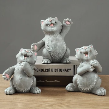 

3pc/ set Europe Resin Garfield animal tabletop miniature figurines fairy garden crafts Girl birthday present home decoration