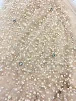 Free shipping !!New coming Z-han5131 tulle net lace fabric with beads and stones elegant design for dress