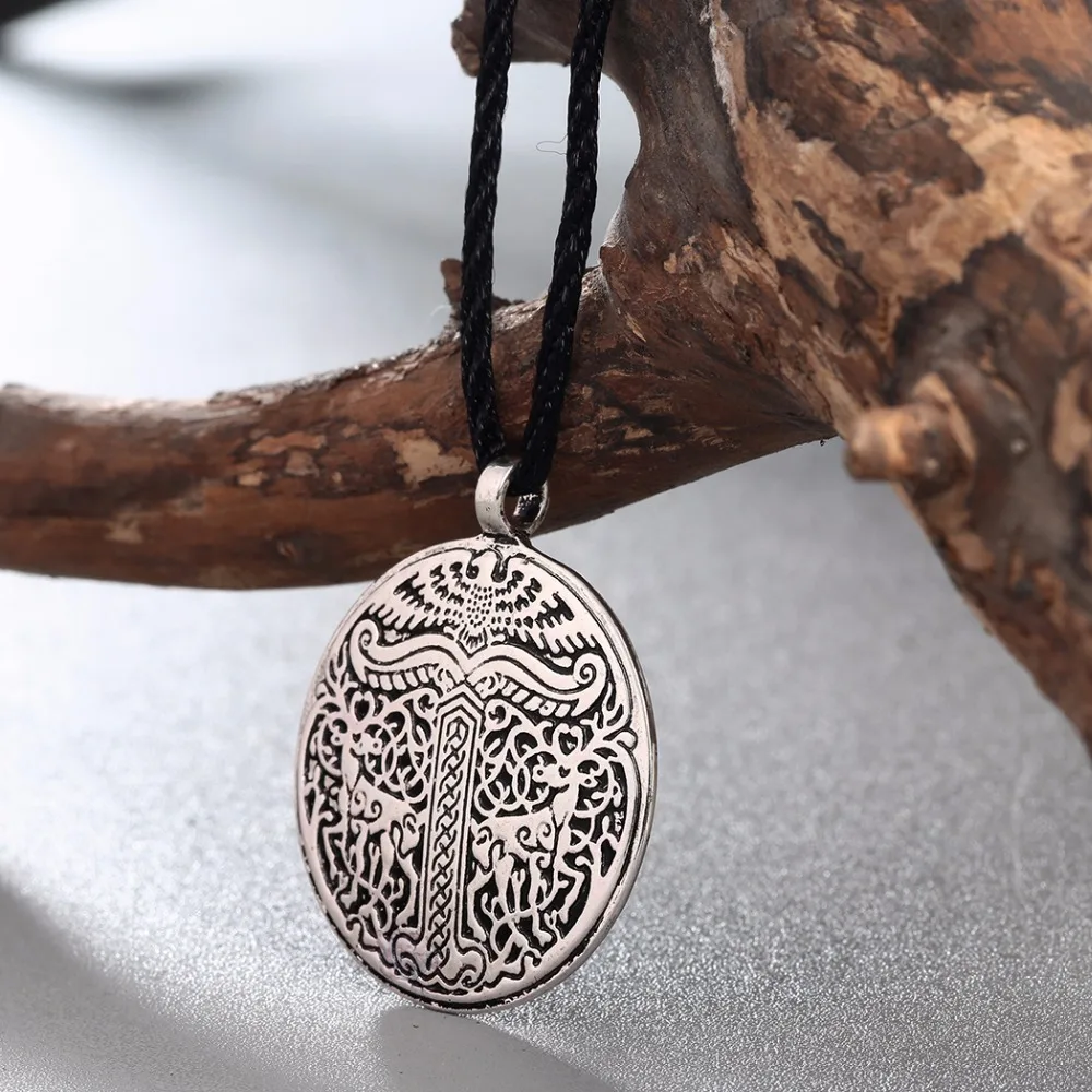 Kinitial Retro Double Deer Pendants Tree of Life World Tree Pendant irminsul Viking Animal Deer Pendant Necklace Jewelry