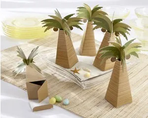 

Factory directly sale 100PCS/LOT wedding favor box Palm Tree Favor Box with Multi-dimensional Detail