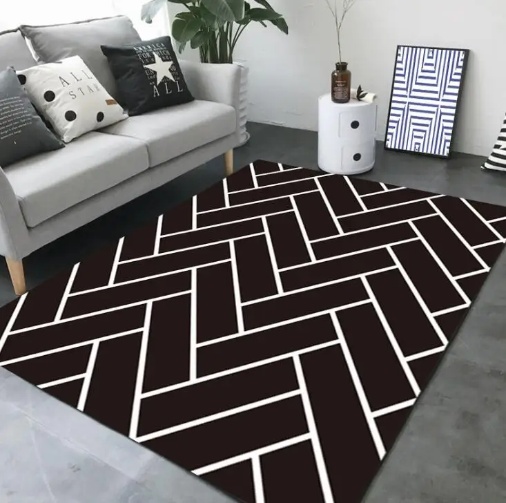 Large European Geometric black and white Carpet Area Rug For Bedroom Livingroom Kitchen Baths Mat Door Mat Anti-Slip Home carpet