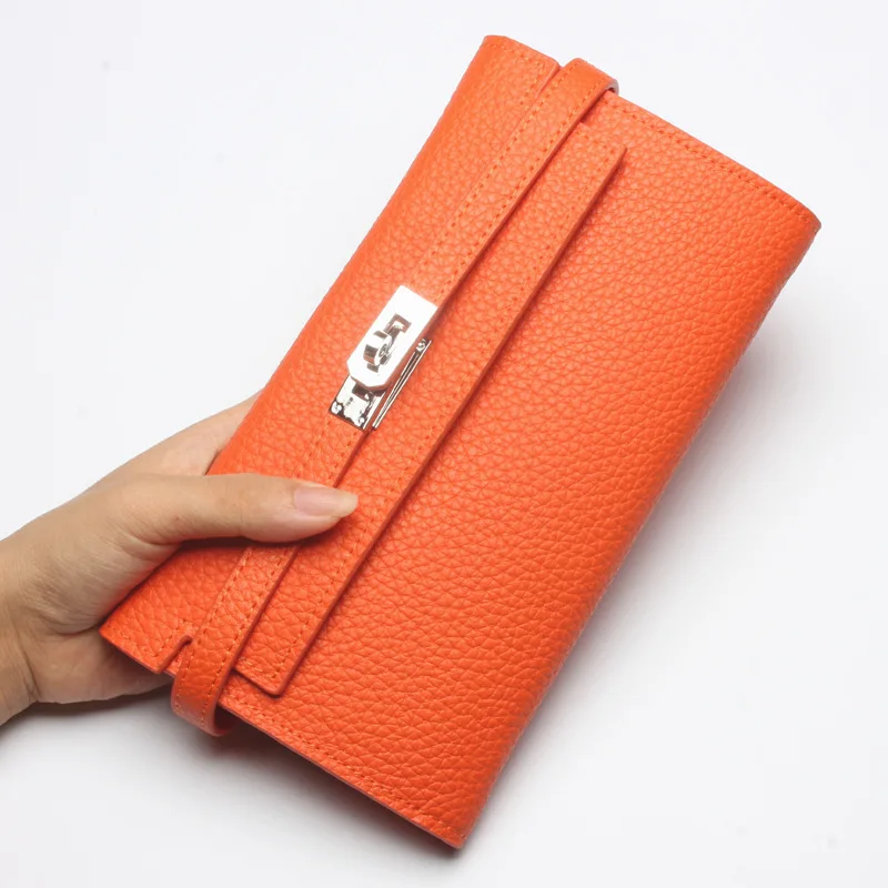 

Women's New First Layer Cowhide Long Wallet Large Capacity Multi-Card Level Clutch Bag Genuine Leather Coat Wallet
