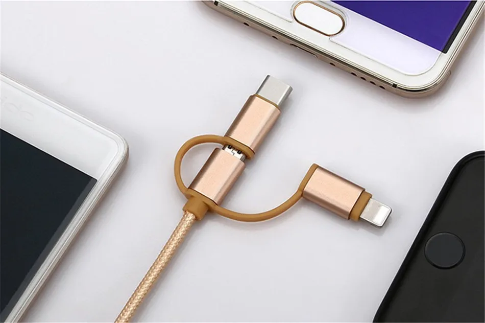 NOHON 3 в 1 Lighting Micro usb type C зарядный кабель для iPhone X 8 7 кабель для быстрой зарядки USB для Oneplus 5 samsung Galaxy S8