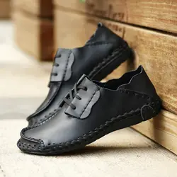Мужская повседневная обувь брендовые кожаные мужская обувь для вождения ручной работы качественные мужские лоферы обувь на плоской