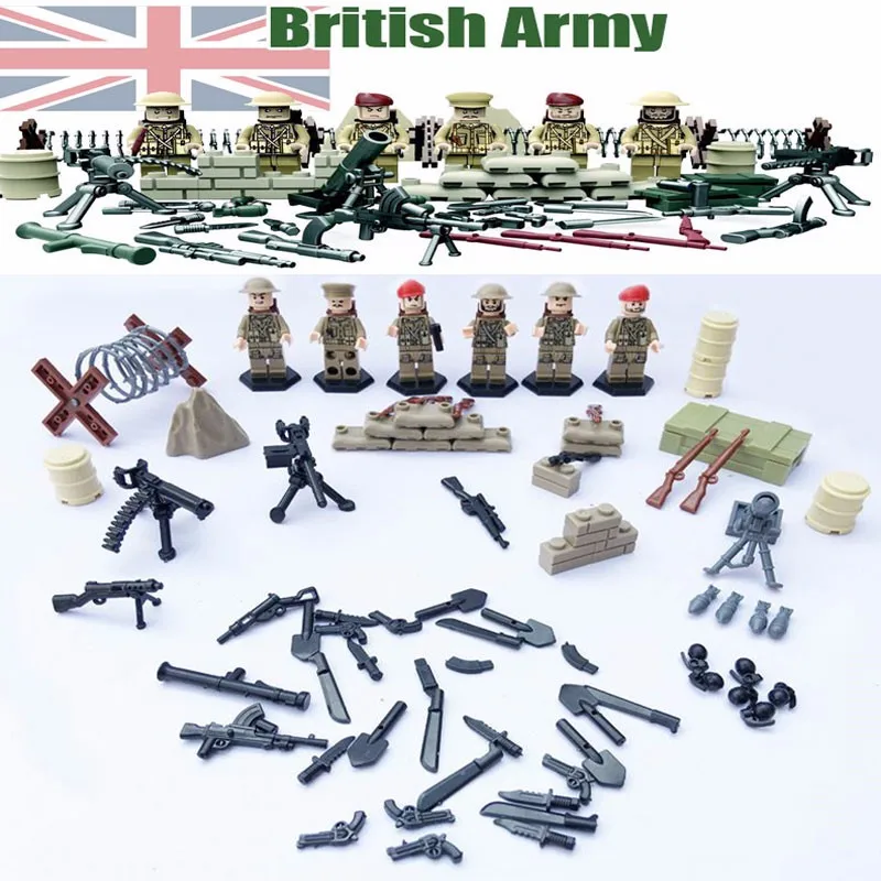 

Oenux WW2 Military UK British 8th Army North African Campaign Figures Building Block Military Model Bricks Educational Kid Toys