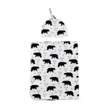 Новорожденных милые хлопковые пеленать новорожденного Детские Мягкие Одеяло Обёрточная бумага Полотенца+ шляпа горячее предложение