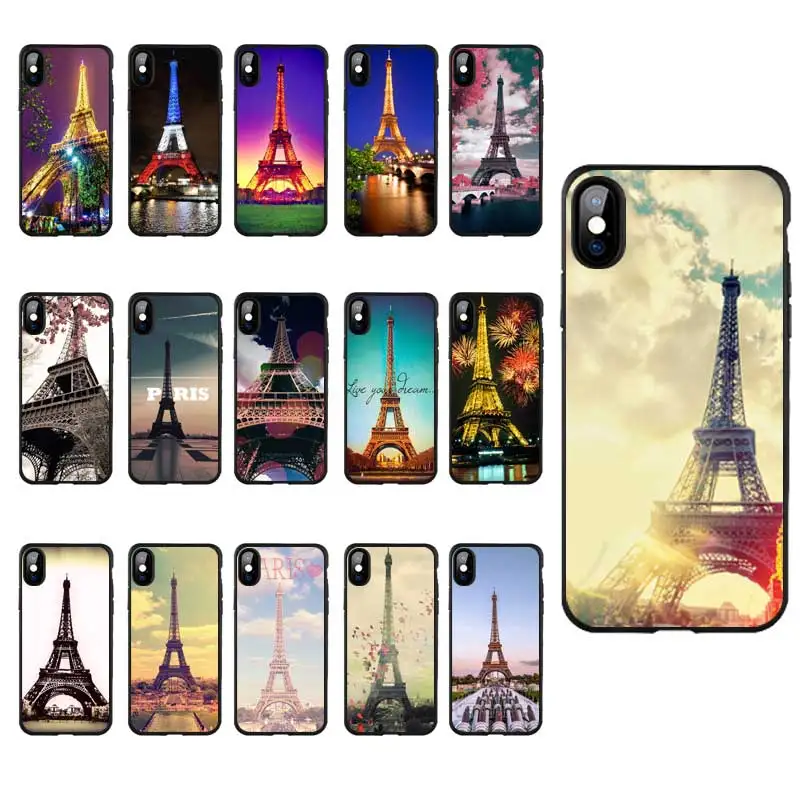 M122 Paris Eiffel Tower Black Silicone Case Cover For Apple iPhone 11 Pro XR XS Max X 8 7 6 6S Plus 5 5S 5G SE |