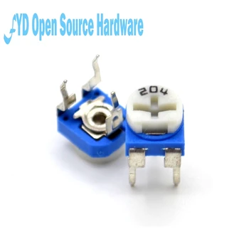 

50pcs RM065 RM-065 204 200K ohm RM065-204 200K WH06-2 204 Blue and white horizontal adjustable resistance Potentiometer