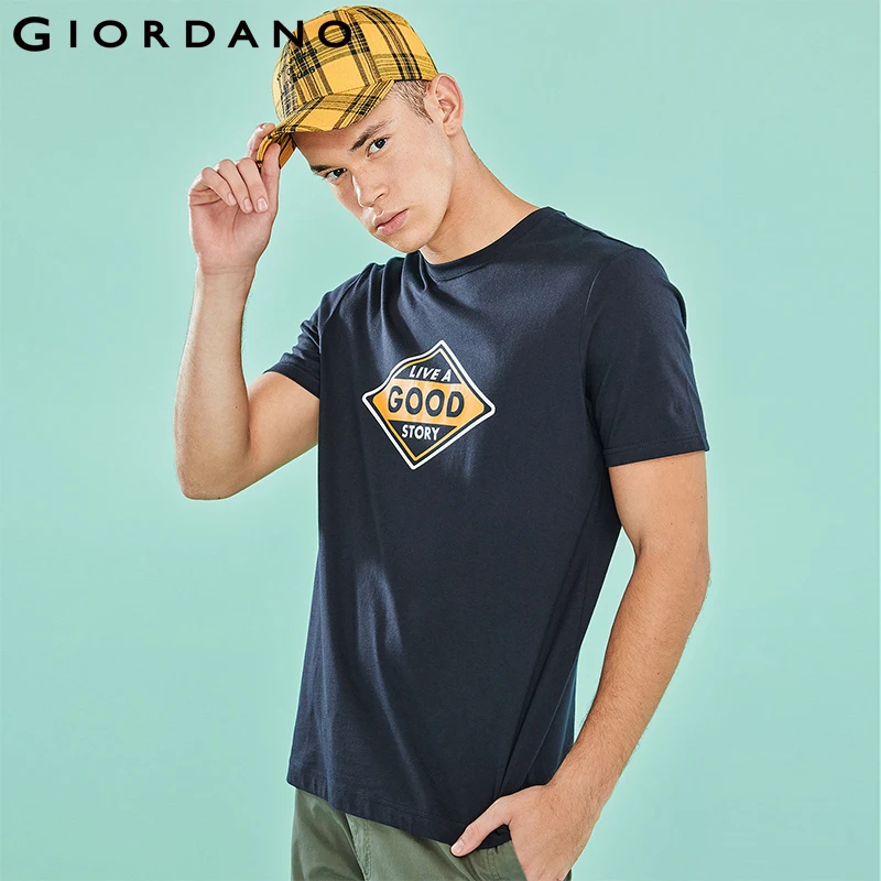 Giordano мужская повседневная футболка с круглым воротом и короткими рукавами
