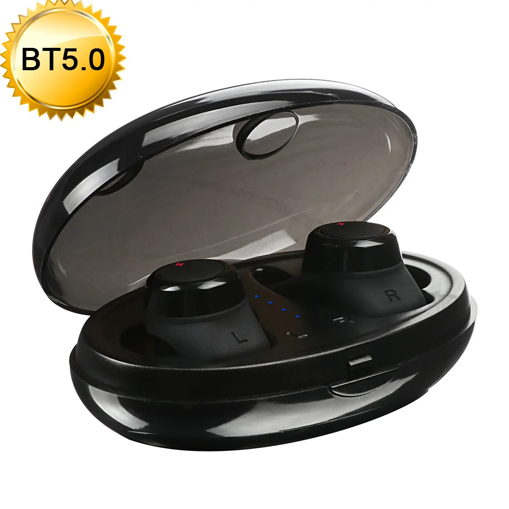 

TWS Bluetooth Earphones V5.0 Headphones Cordless Earbuds Sweatproof Headset with Mic for iPhone iPad Samsung Galaxy LG