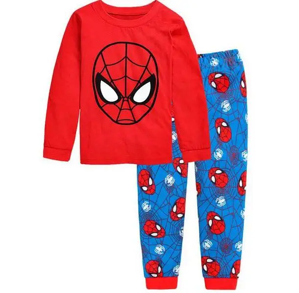 1 комплект детские хлопковые пижамы с длинными рукавами мультфильм «Человек-паук» пижамы для мальчиков и девочек «Супермен» детские копмлекты одежды футболка+штаны - Цвет: style 4