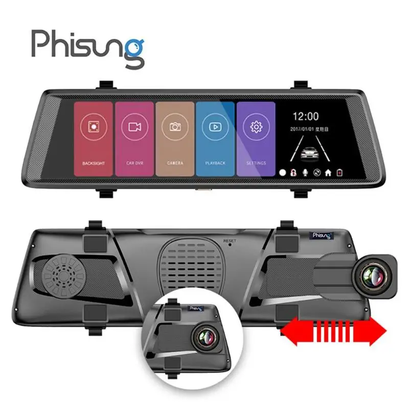 

Phisung F900 10" Touch Screen 1080P HD Car DVR Camera G-sensor Dash Cam Rearview Mirror Video Recorder Parking Monitor Registrar