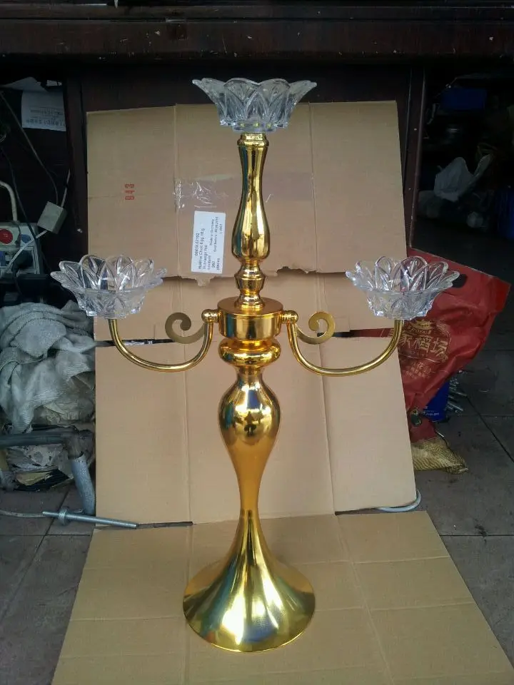 

10pcs 2016 New gold Trumpet Vase For Wedding Centerpiece, Gold flower stand Vase,