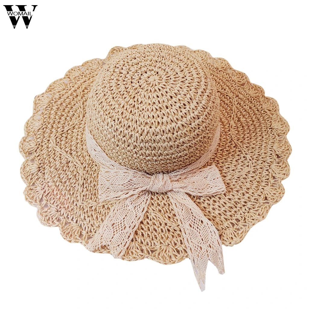 Шляпа от солнца стильная простота Мода Для женщин женская летняя соломенная шляпа с широкими полями флоппи Дерби пляжные Кепки шляпы шляпа от солнца Dropship Mar21