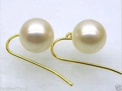 

hot sell new - hj 00333 Perfect round 9.5-10 mmAAA + white south sea pearl earrings with 14 k