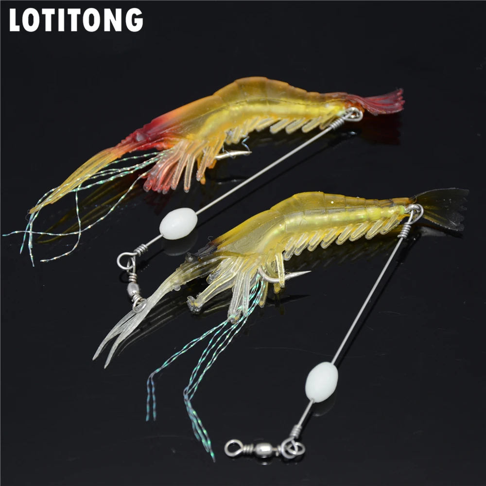 Soft Fishing Lures Luminous Artificial Shrimp Lure Long Wire Barrel Swivel Lure