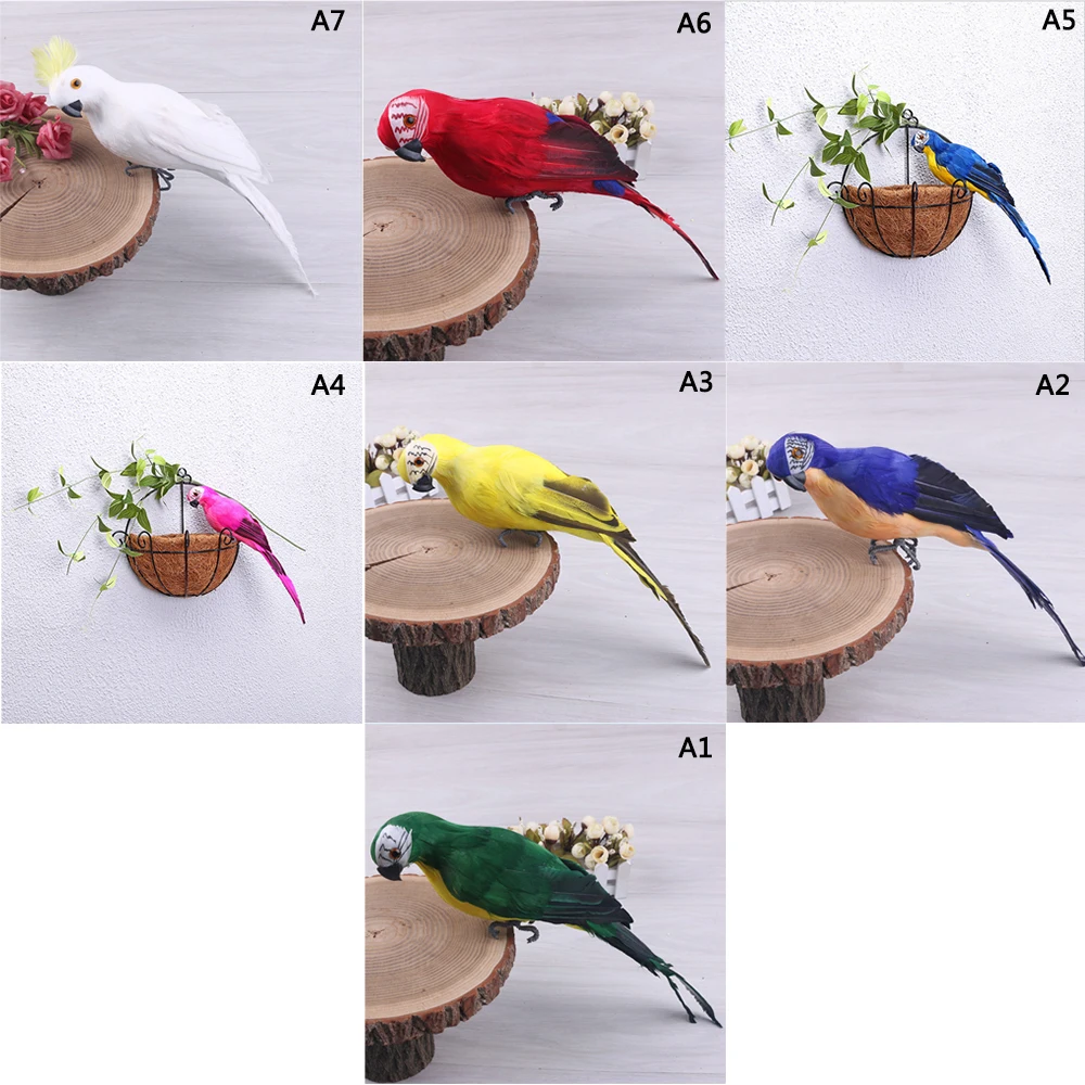 Ultra Lightweight Parrots With Real Feathers/Bendable Feet Garden Simulation Bird Props Creative Ultra Lightweight