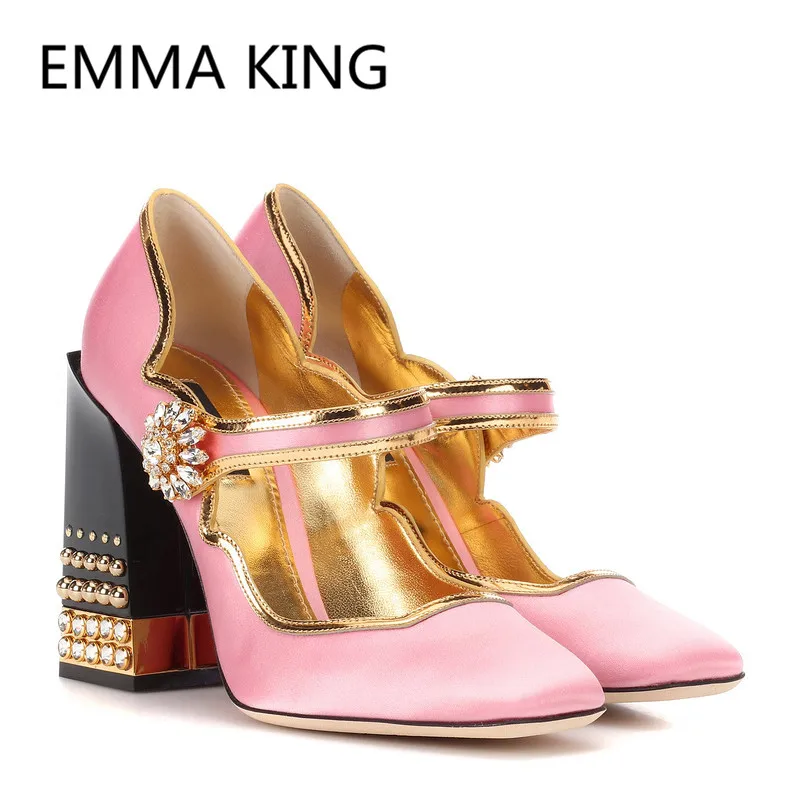 

Fashion Luxury Mary Janes Shoes Women Pumps Round Toe Ankle Strap Ladies Party Wedding Footwear Sexy Female Chunky High Heels