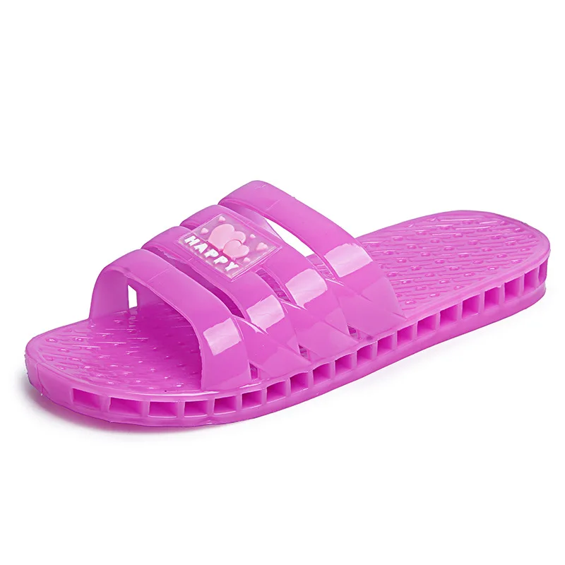

New Summer Transparent Plastic Home Slippers Women Durable Jelly Shoes Flat Bathroom Shower Slippers Women Non-slip Beach Shoes