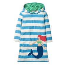 Jumping meter/платье с капюшоном для маленьких девочек с аппликацией животных; хлопковое детское платье для девочек; одежда; платья для малышей; костюм принцессы